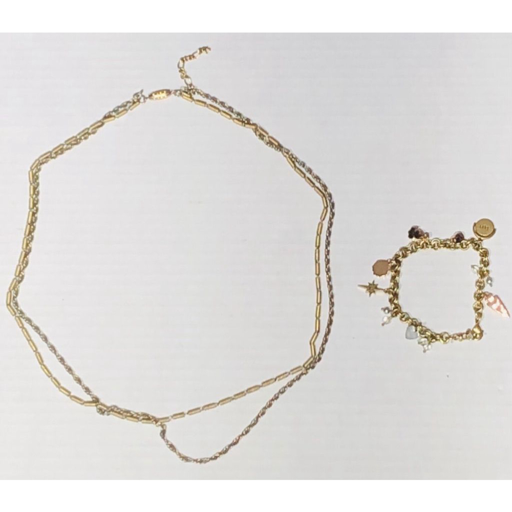 Vintage Gold Tone Chain Necklace Bracelet Set